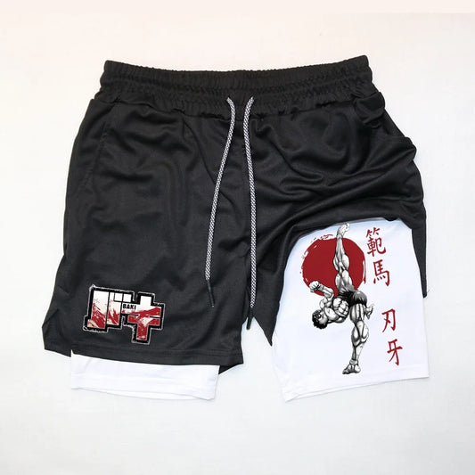 Baki Style Compression Shorts - Men's Anime Workout Shorts