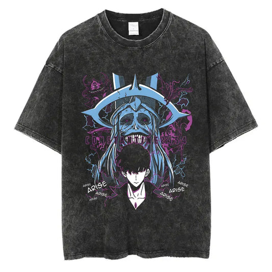 Solo Leveling Jin Woo Shirt Vintage Oversized Style Anime Shirt