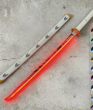 40in Demon Slayer Tsugikuni Yoriichi Katana LED Mist Original Sabre Cosplay Accessories Prop Wood Vapor Schwert Vapour Toy Gift