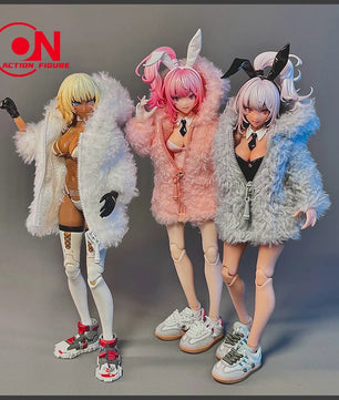 1/12 Scale Cute Plush Fashion Coat for 6-Inch Female Action Figures