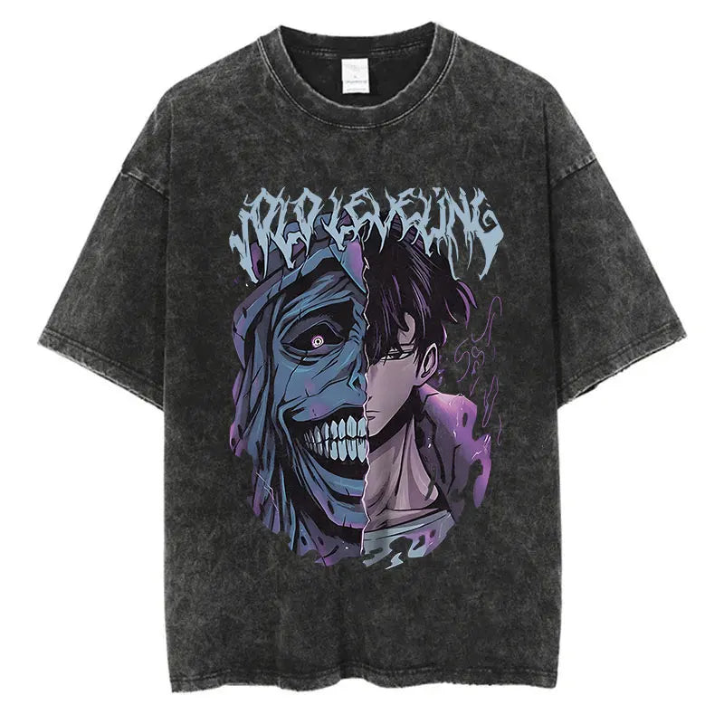 Solo Leveling Jin Woo Shirt Vintage Oversized Style Anime Shirt