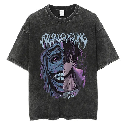 Solo Leveling Jin Woo Shirt Vintage Oversized Style Anime Shirt