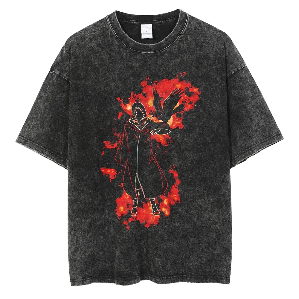 Naruto Itachi Shirt Oversized Anime Graphic Cotton Shirt