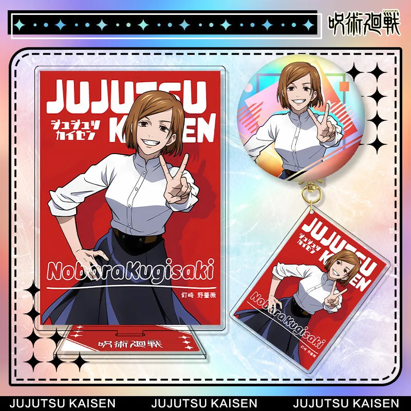Jujutsu Kaisen Nobara Kugisaki Acrylic Stand Keychain & Badge Set