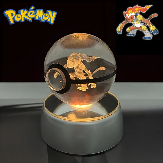 Pokemon Infernape Figure 3D Crystal Ball Night Light Lamp