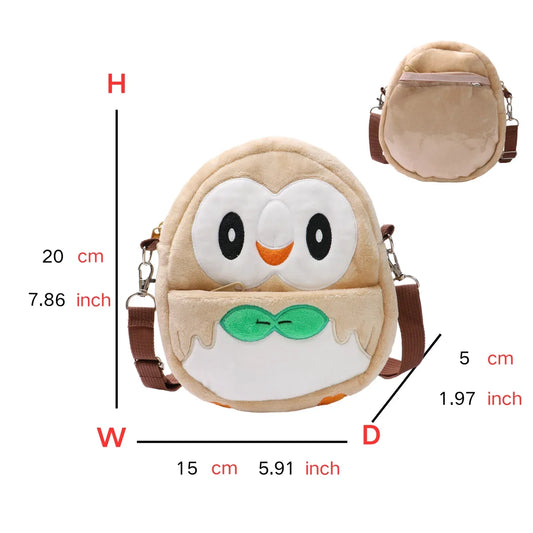 Pokemon Rowlket Plush Shoulder Bag – 20cm Soft Plush Anime Bag