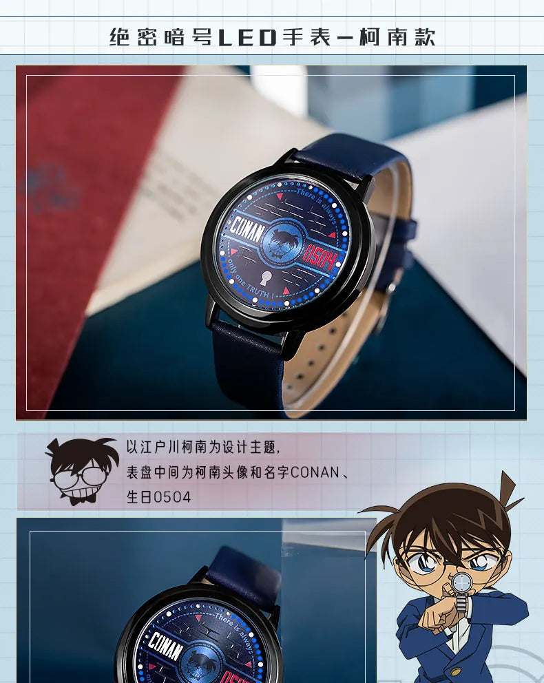 Detective Conan LED Anime Watches Rei Shinichi Ai Kid Conan