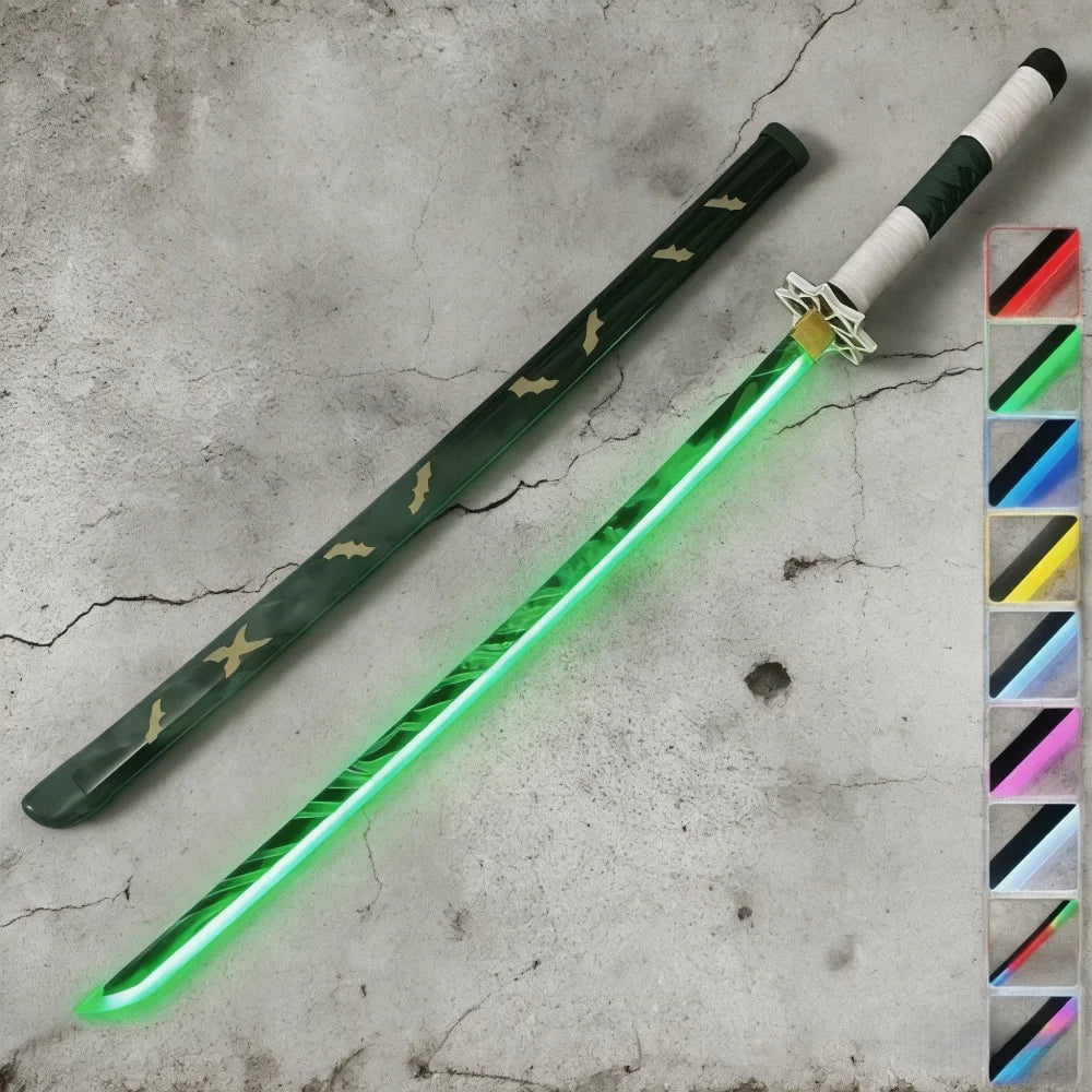 40in Demon Slayer Tsugikuni Yoriichi Katana LED Mist Original Sabre Cosplay Accessories Prop Wood Vapor Schwert Vapour Toy Gift