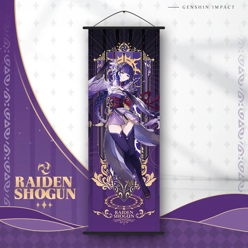 Genshin Impact Raiden Shogun Hanging Scroll Anime Poster