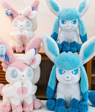 Pokemon Big Size Sylveon & Glaceon Fluffy Plushies – Sitting Smile