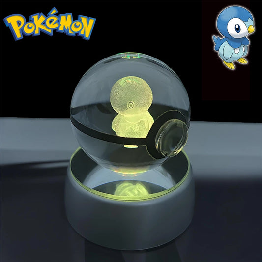 Pokemon Piplup Figure 3D Crystal Ball Night Light Lamp