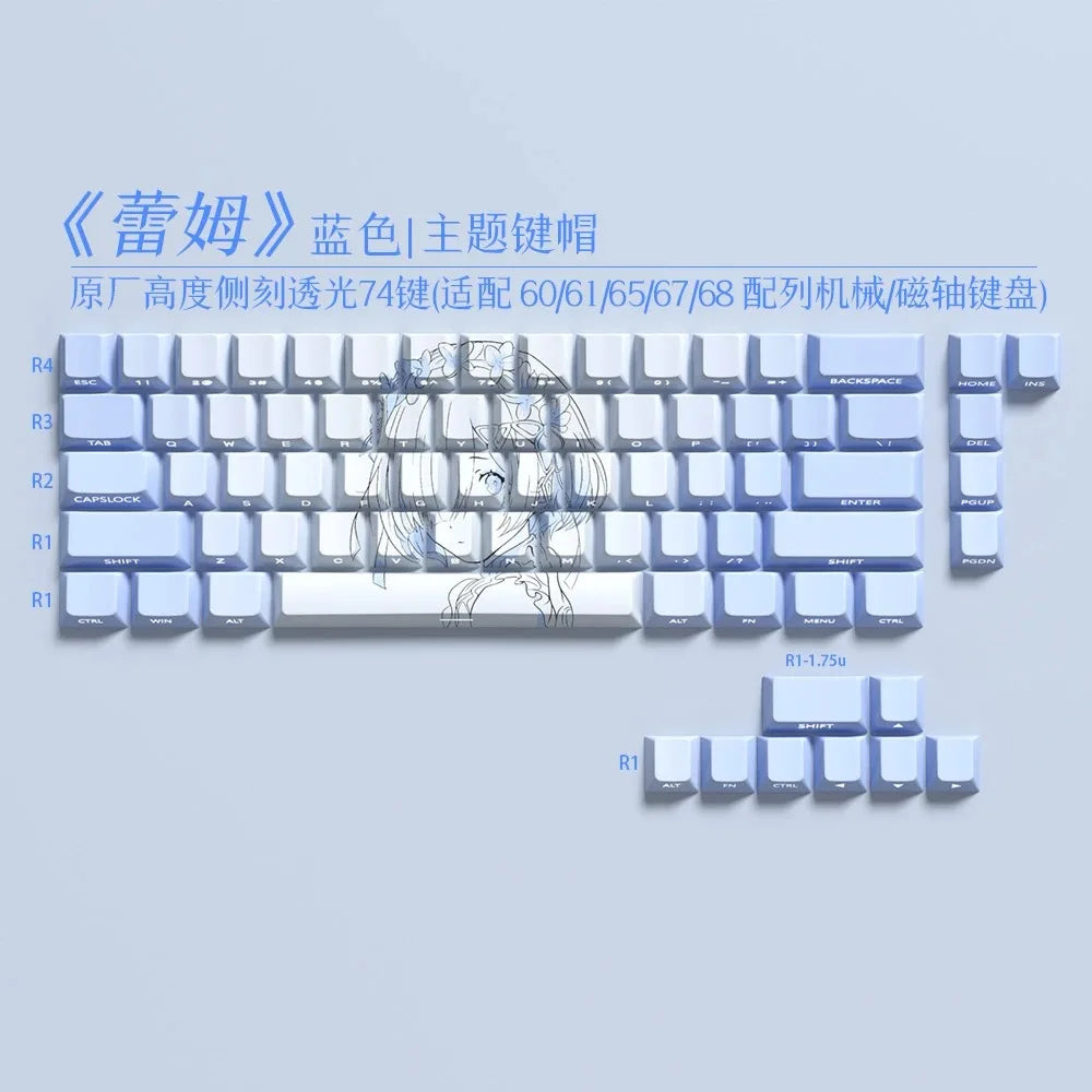 Re:Zero Rem Keycaps 130 Keys Cherry Profile Anime Keycaps