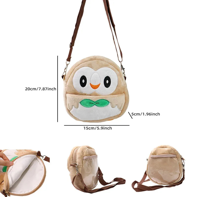 Pokemon Rowlket Plush Shoulder Bag – 20cm Soft Plush Anime Bag