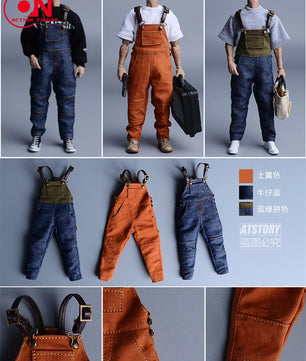 1/12 Scale Work Overalls Suspenders For 6-Inch Male Action Figures