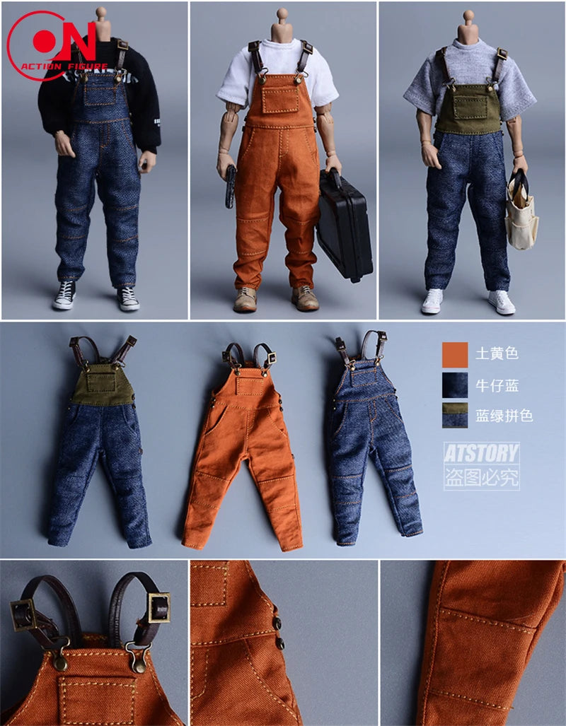 1/12 Scale Work Overalls Suspenders For 6-Inch Male Action Figures