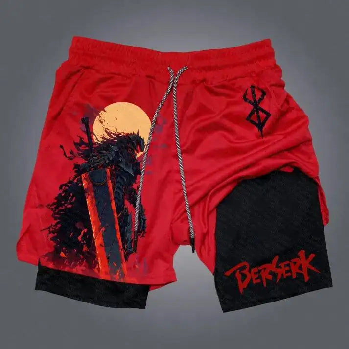 Berserk Style Compression Shorts - Men's Anime Workout Shorts