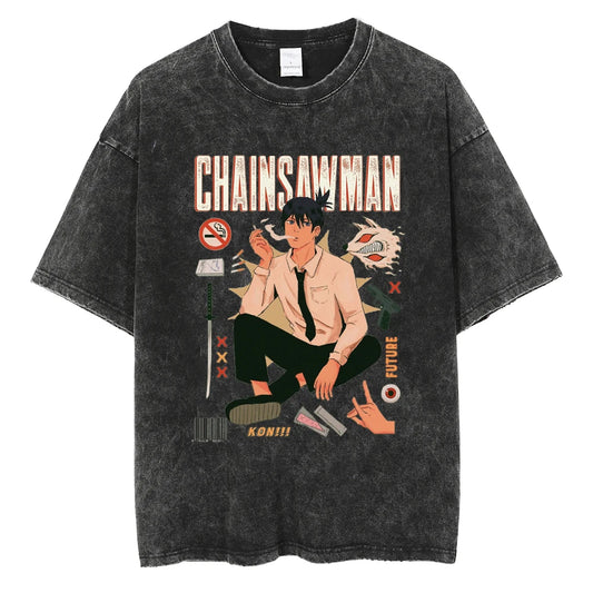 Chainsaw Man Shirt Aki Oversized Cotton Anime Shirt