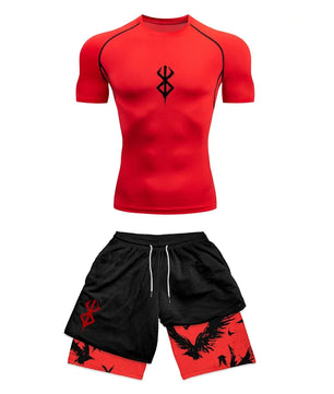 Berserk Style Compression Shirt & Shorts Set - Anime Rash Guard Set