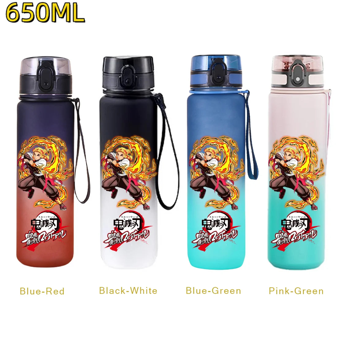 Demon Slayer Rengoku Water Bottle – 650ml Leakproof Gym Bottle