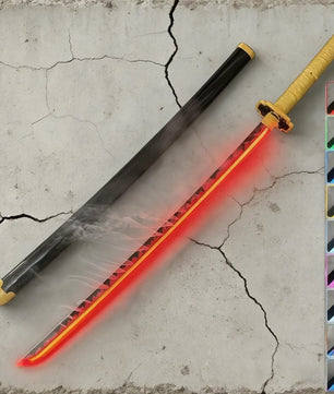 40in Demon Slayer Tsugikuni Yoriichi Katana LED Mist Original Sabre Cosplay Accessories Prop Wood Vapor Schwert Vapour Toy Gift