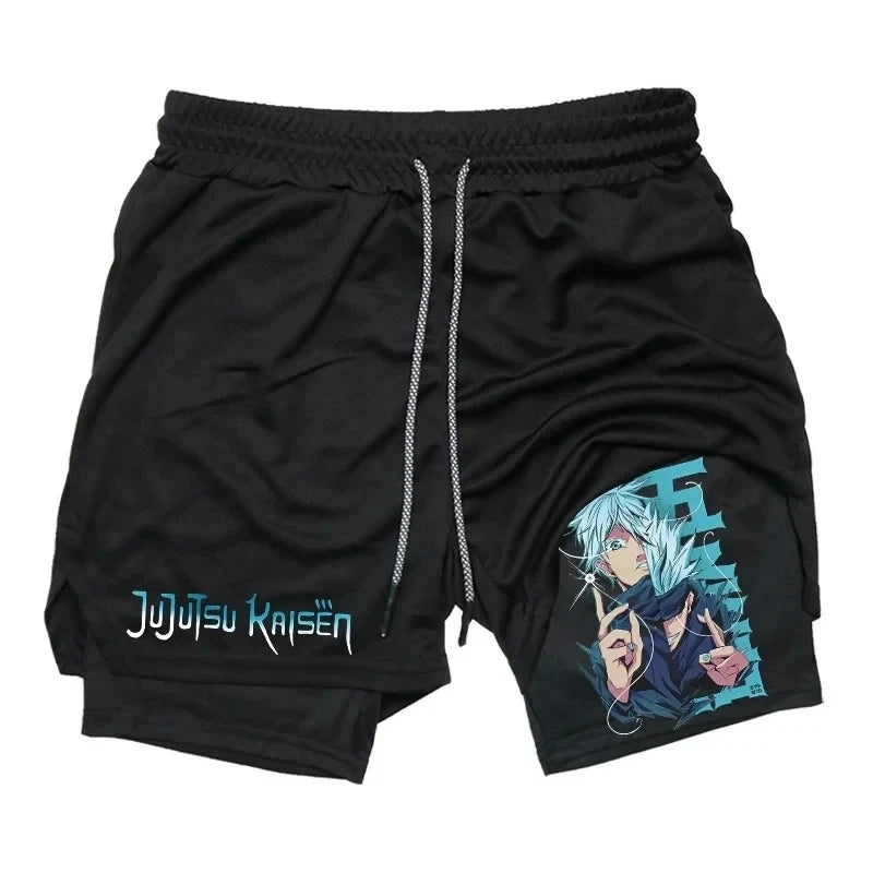 Jujutsu Kaisen Gojo Compression Shorts - Men's Anime Workout Shorts