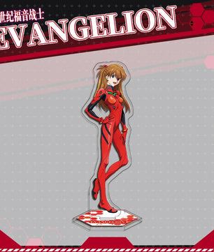 Evangelion Asuka Langley Acrylic Stand Keychain & Double-Sided Badge Set