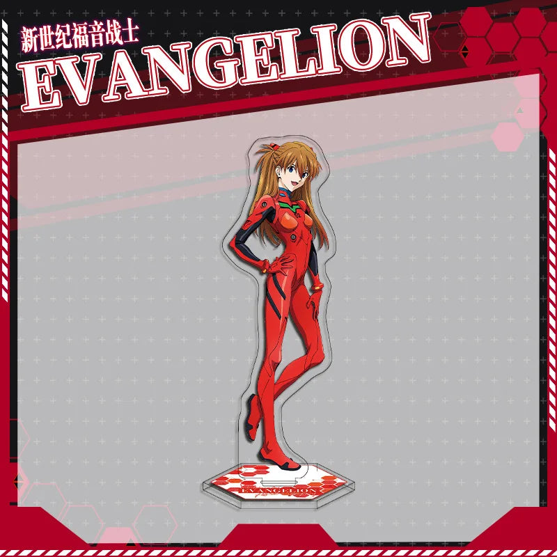 Evangelion Asuka Langley Acrylic Stand Keychain & Double-Sided Badge Set