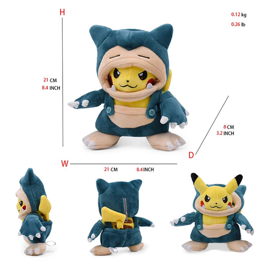 Pokemon Pikachu Snorlax Removable Hood Cosplay Plush