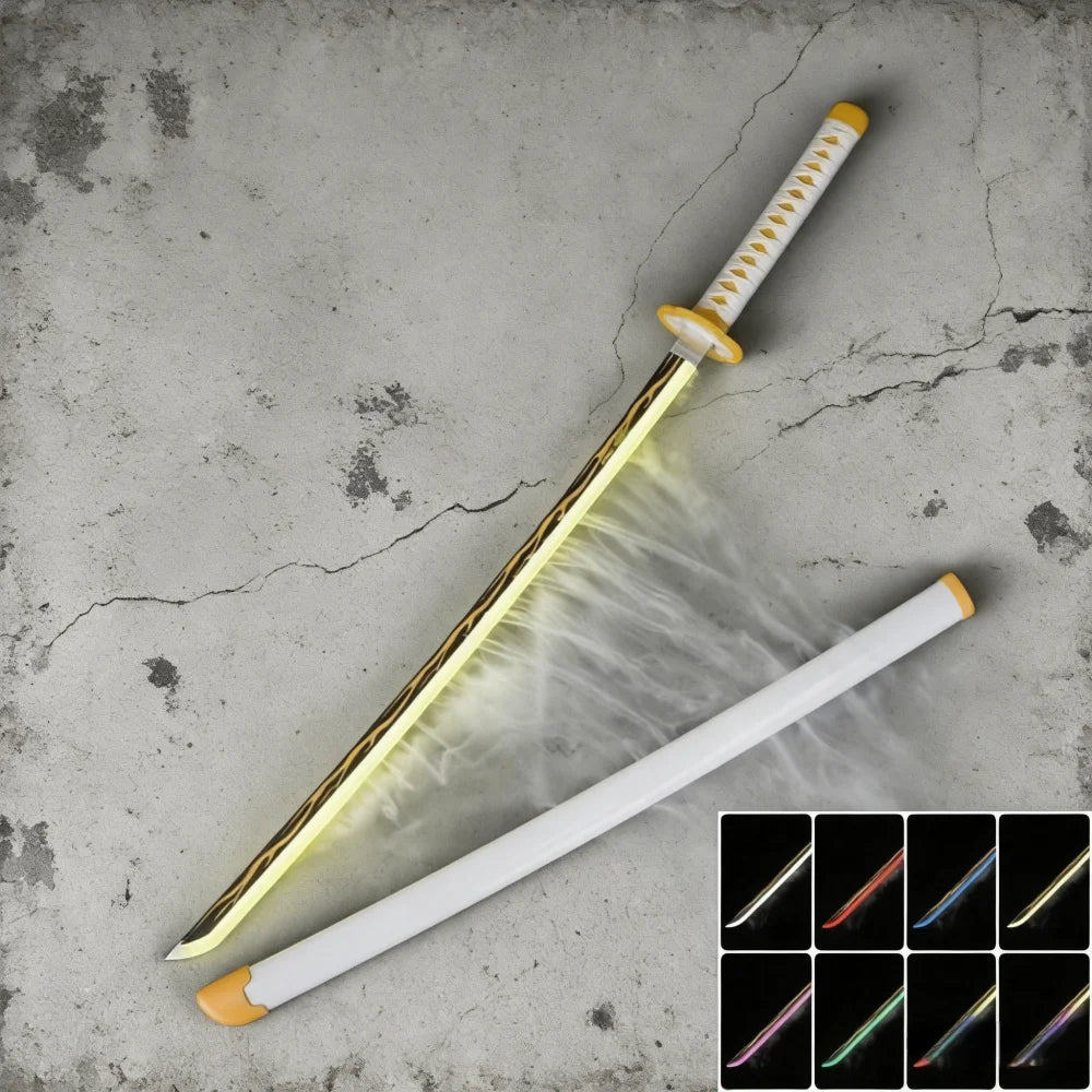 40in Demon Slayer Tsugikuni Yoriichi Katana LED Mist Original Sabre Cosplay Accessories Prop Wood Vapor Schwert Vapour Toy Gift
