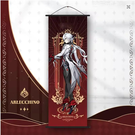 Genshin Impact Arlecchino Hanging Scroll Anime Poster