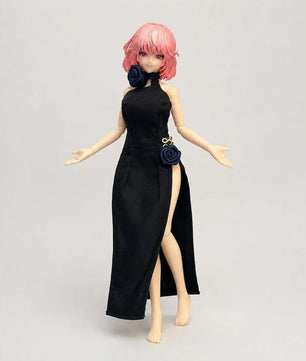 Vintage Black Evening Dress For 1/12 Scale Female Action Figures