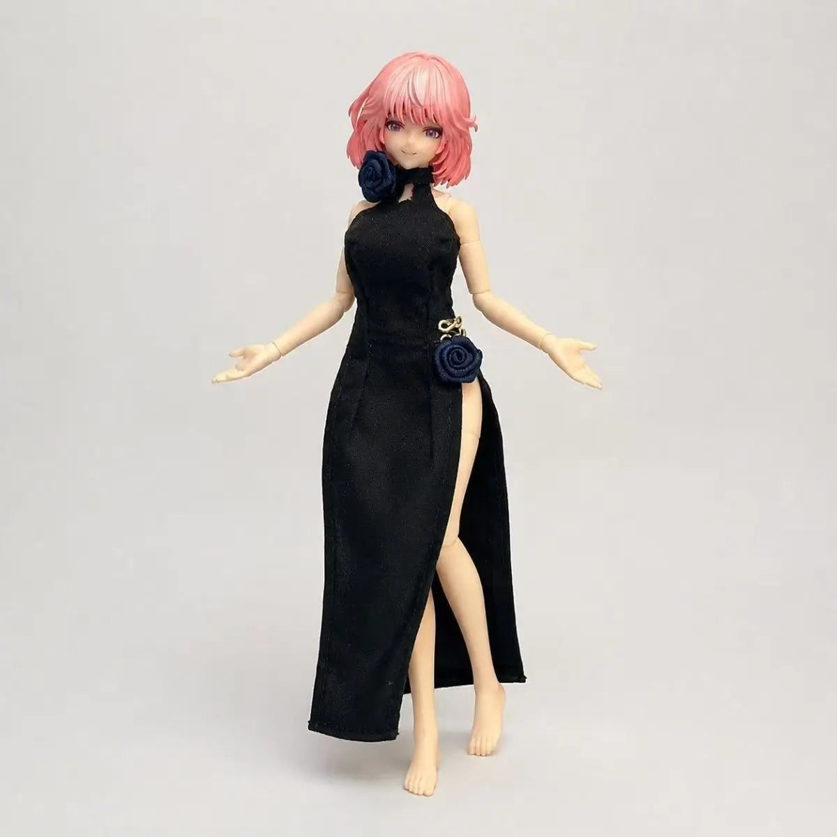 Vintage Black Evening Dress For 1/12 Scale Female Action Figures