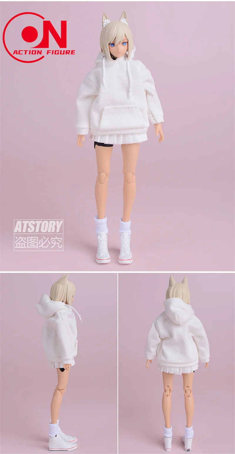 1/12 Scale Casual Hoodie Clothing Set For 6-Inch Female Action Figures