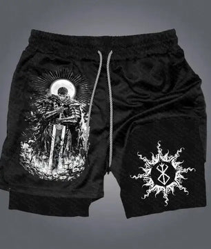 Berserk Style Compression Shorts - Men's Anime Workout Shorts