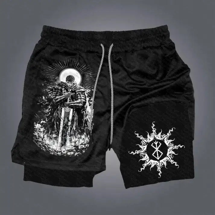 Berserk Style Compression Shorts - Men's Anime Workout Shorts