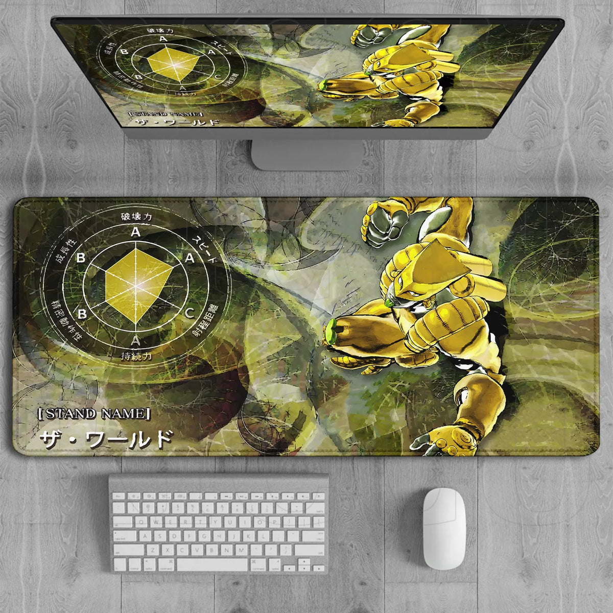JoJo’s Bizarre Adventure The World Gold Stand Mouse Pad – Large Gaming & Office Desk Mat