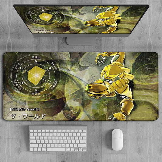 JoJo’s Bizarre Adventure The World Gold Stand Mouse Pad – Large Gaming & Office Desk Mat