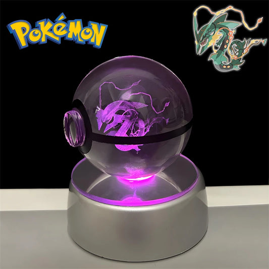 Pokemon Mega Rayquaza Figure 3D Crystal Ball Night Light Lamp