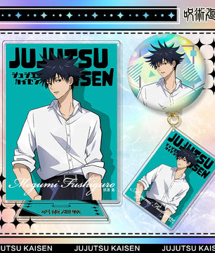 Jujutsu Kaisen Megumi Fushiguro Acrylic Stand Keychain & Badge Set