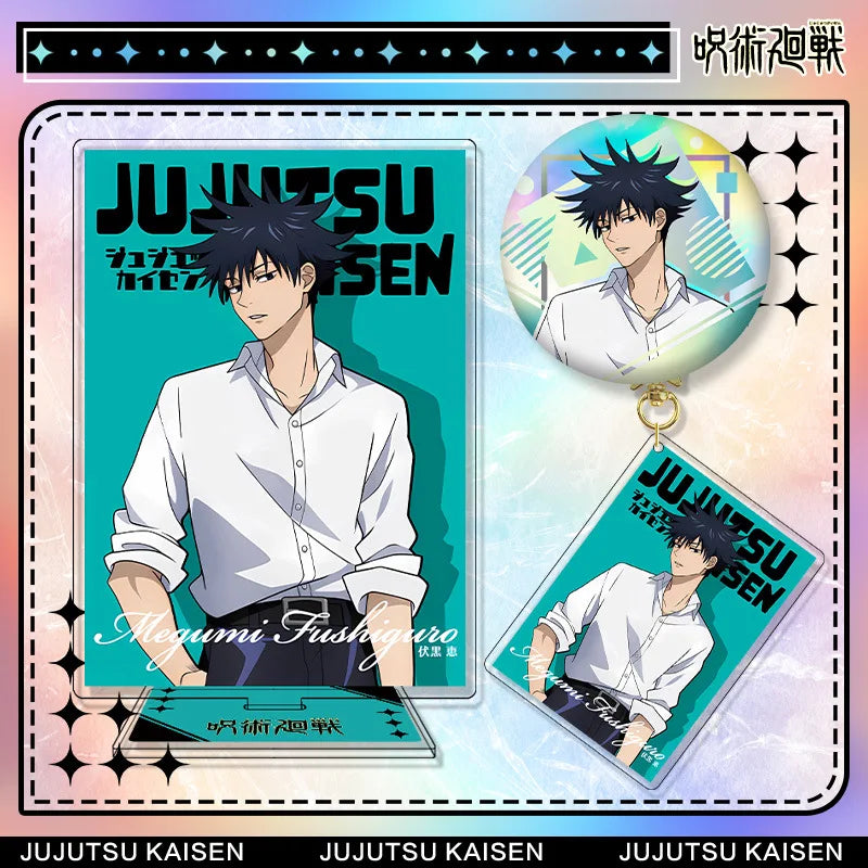 Jujutsu Kaisen Megumi Fushiguro Acrylic Stand Keychain & Badge Set