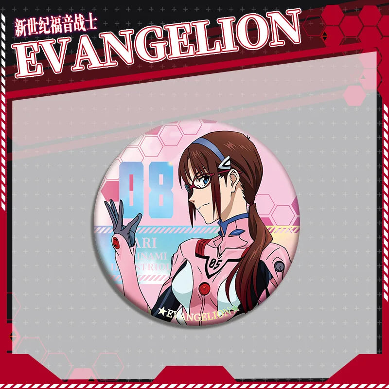 Evangelion Mari Makinami Acrylic Stand Keychain & Double-Sided Badge Set