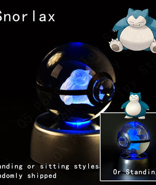 Pokemon Snorlax Figure 3D Crystal Ball Night Light Lamp