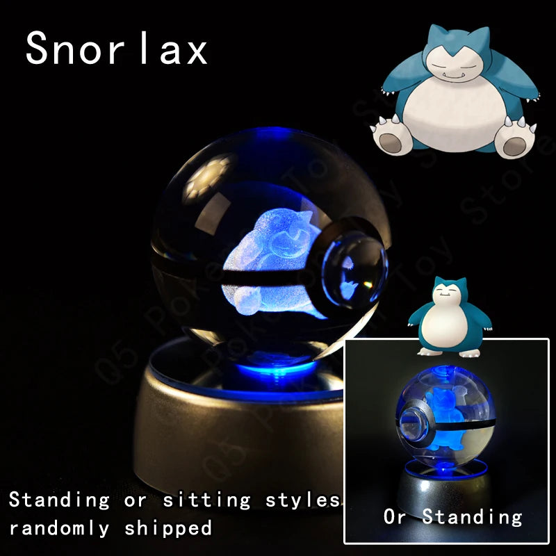 Pokemon Snorlax Figure 3D Crystal Ball Night Light Lamp