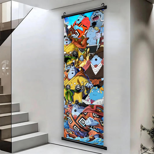 One Piece Jinbei Canvas Poster Anime Hanging Scroll Home Decor