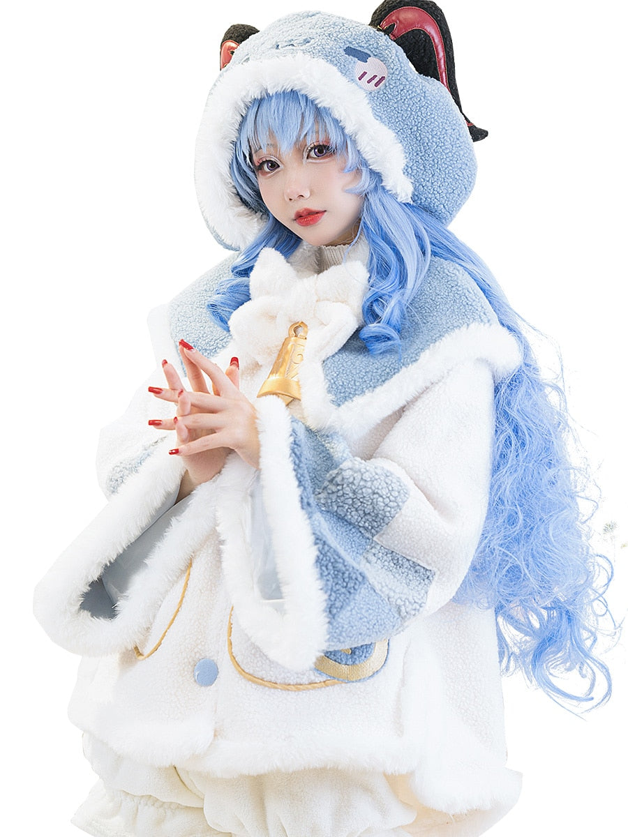 UWOWO Genshin Impact Ganyu Fanart Anime Cosplay Fur Coat Costume