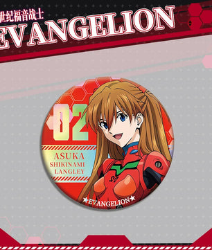Evangelion Asuka Langley Acrylic Stand Keychain & Double-Sided Badge Set