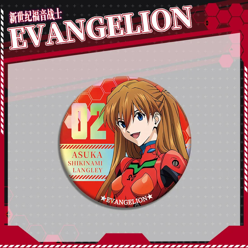 Evangelion Asuka Langley Acrylic Stand Keychain & Double-Sided Badge Set