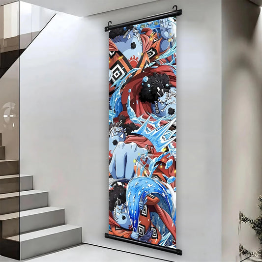 One Piece Jinbei Canvas Poster Anime Hanging Scroll Home Decor