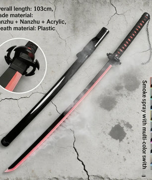 40in Demon Slayer Tsugikuni Yoriichi Katana LED Mist Original Sabre Cosplay Accessories Prop Wood Vapor Schwert Vapour Toy Gift