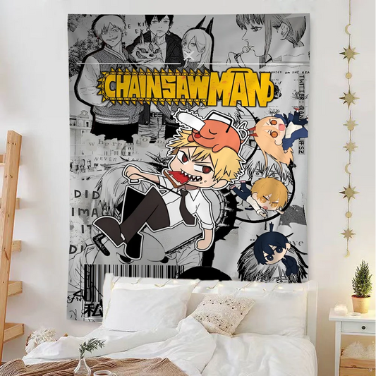 Chainsaw Man Manga Style Anime Tapestry Art Home Decor